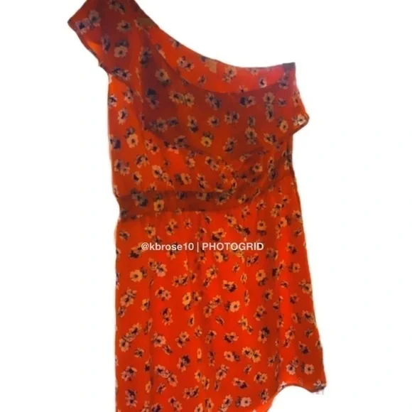 Xhilaration Orange Floral Print One-Shoulder Dress Size XL - Picture 4 of 5